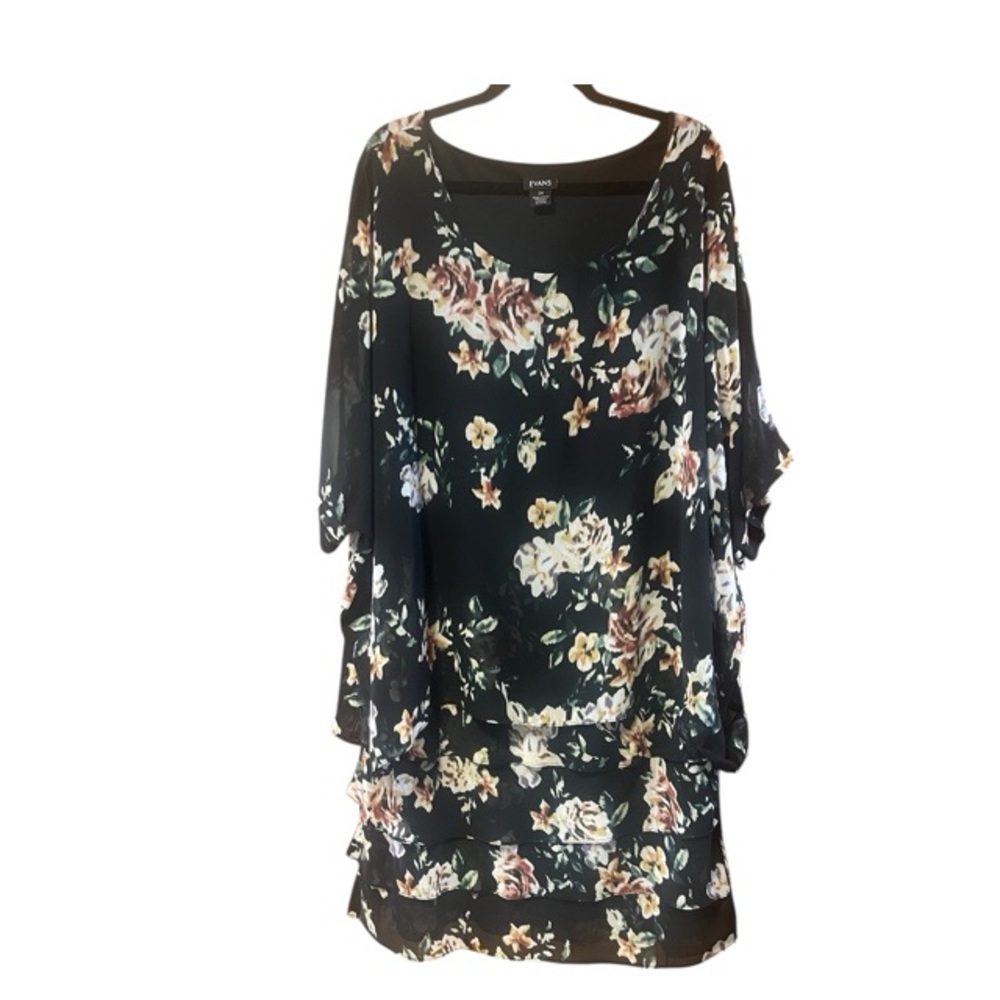 Evans Printed Overlay Shift Dress View 2